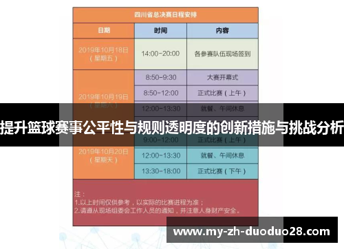 提升篮球赛事公平性与规则透明度的创新措施与挑战分析